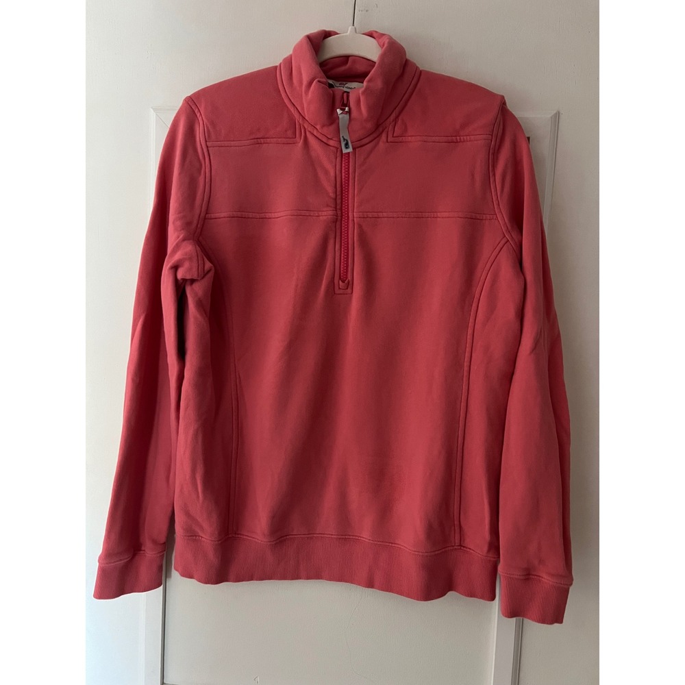 Vineyard Vines Women's Coral Pink Quarter Zip Pullover Sweatshirt Size M 44x26